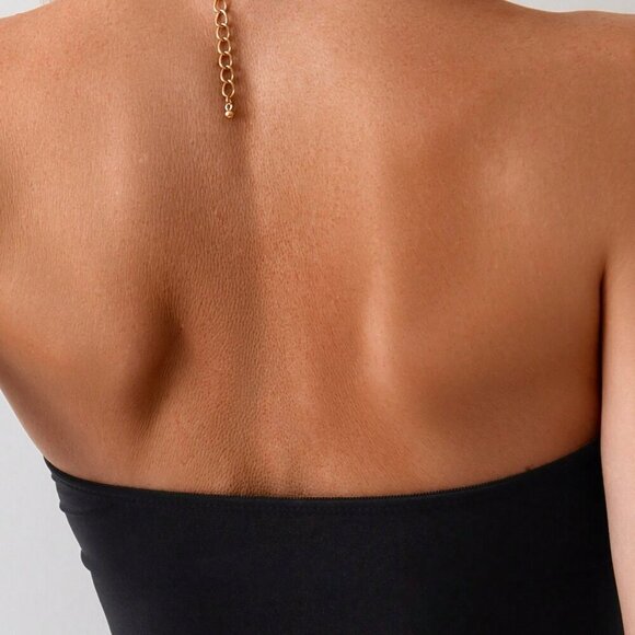 Black Elegant Women's Metal Decor Hollow Out Casual Swimsuit - Picture 5 of 5